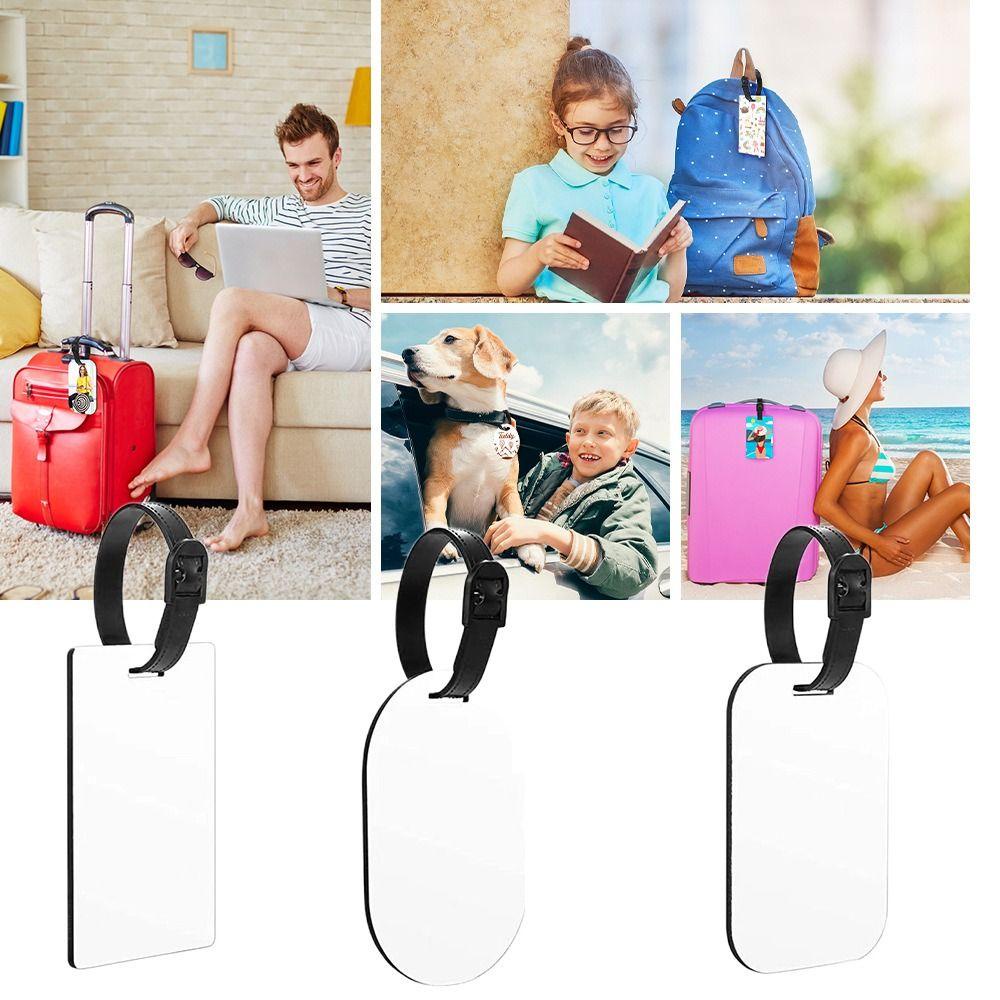 Thẻ Hành Lý Hai Mặt Có Dây Đeo Màu Trắng Trơn DIY