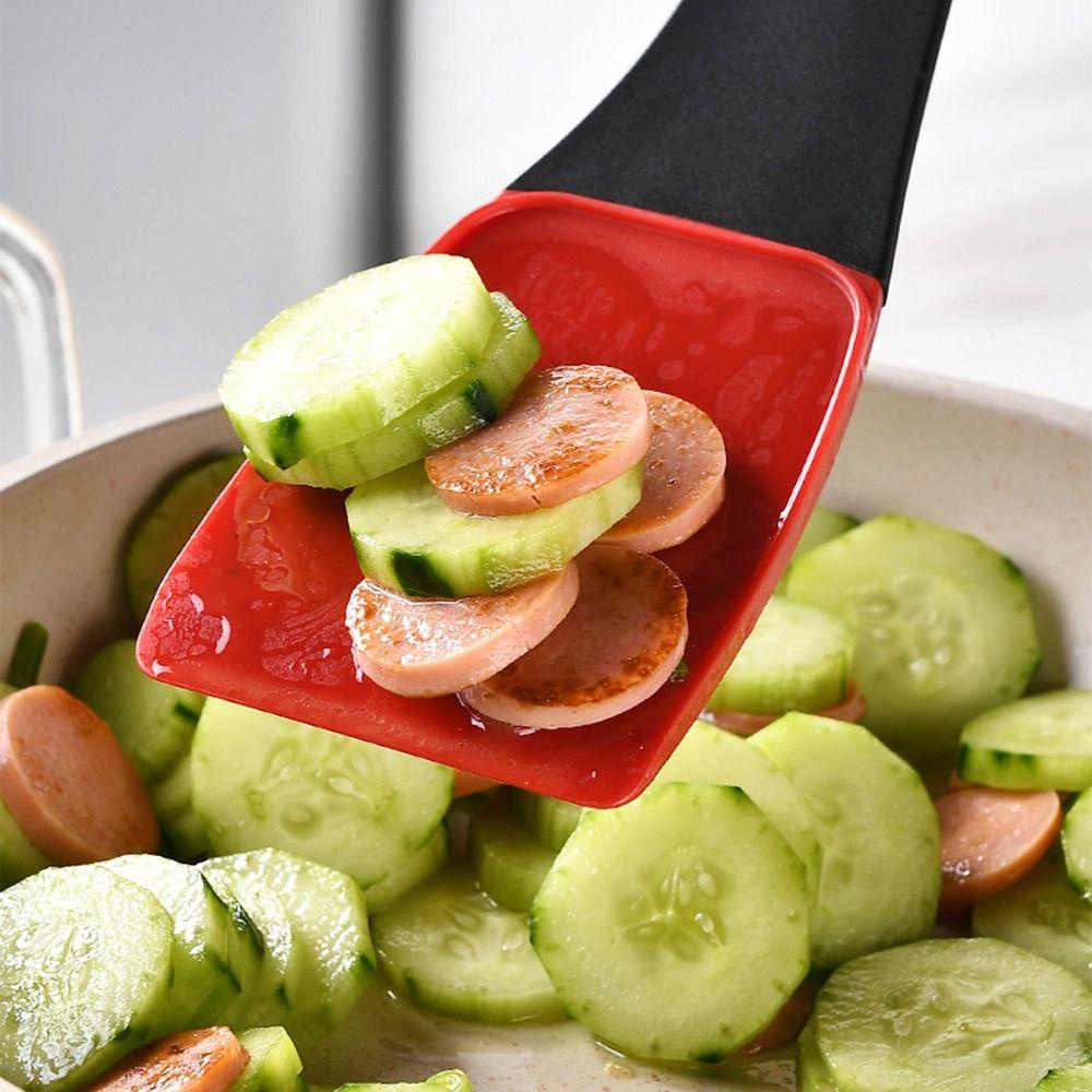 Xẻng Nấu Ăn Silicone 34cm, 34cm, Lật 2 Trong 1 Màu Đen