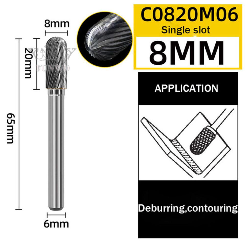 【FUNWD】6mm Shank C Type Rotary Burr File for Grind &amp; Polish Metal &amp; Non Metal Materials