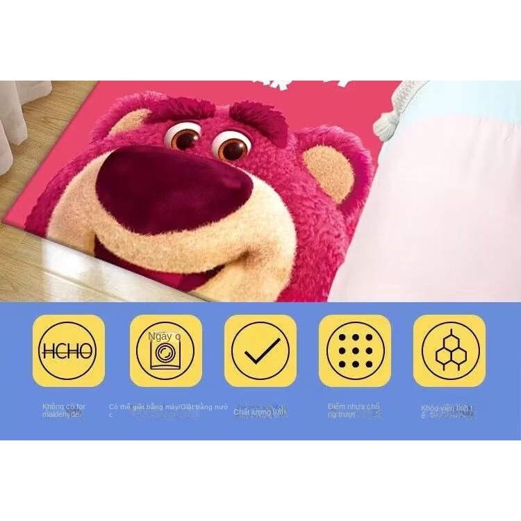 Thảm Trải Sàn Phòng Khách / Ngủ / Sô Pha / Ngủ Họa Tiết Gấu / Dâu Tây Kiểu