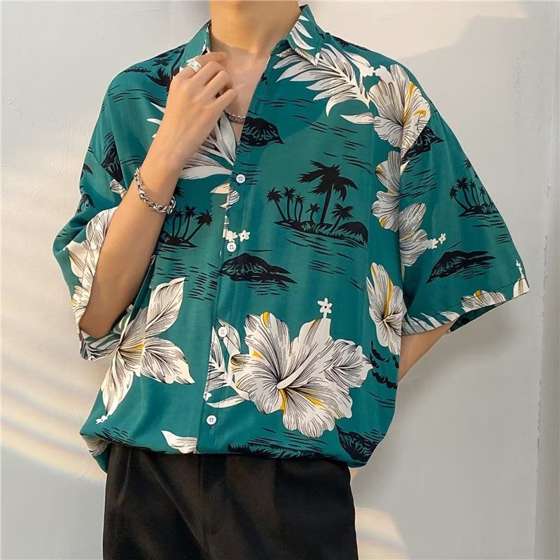 Áo Sơ Mi Đi Biển Tay Ngắn Dáng Rộng Chất Liệu Lụa Mát In Hoa Phong Cách Thái Lan Hawaii Thời Trang Cho Nam Và Nữ