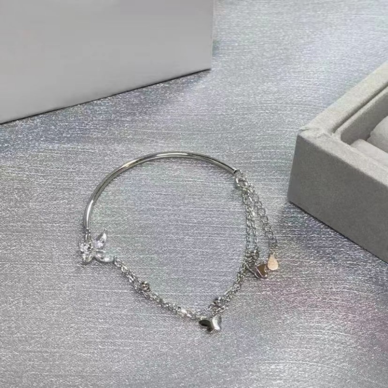Vòng Đeo Tay Nửa Vòng Tay Hình Bướm Đính Đá Zircon Đa Năng Ngọt Ngào Thích Hợp Làm Quà Tặng