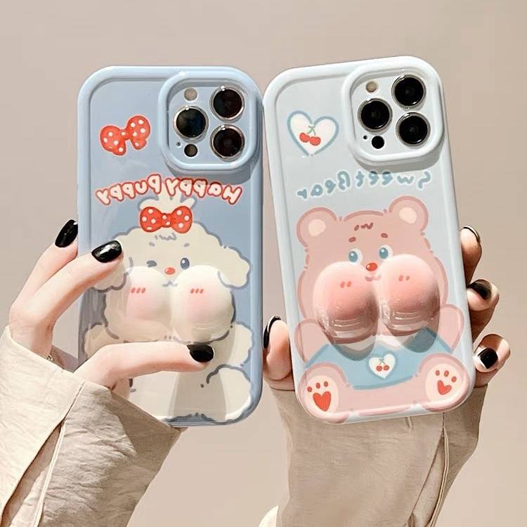 Bear Dog Decompression Cartoon Iphone14promax Apple 14 Phone Case 11 New 12 Squeezing Toy HvIR