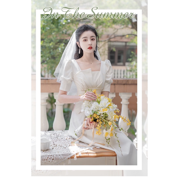 ((M &amp; E) Đầm Dự Tiệc Tối Cao Cấp Màu Trắng Nhẹ Sang Trọng Cho Nữ