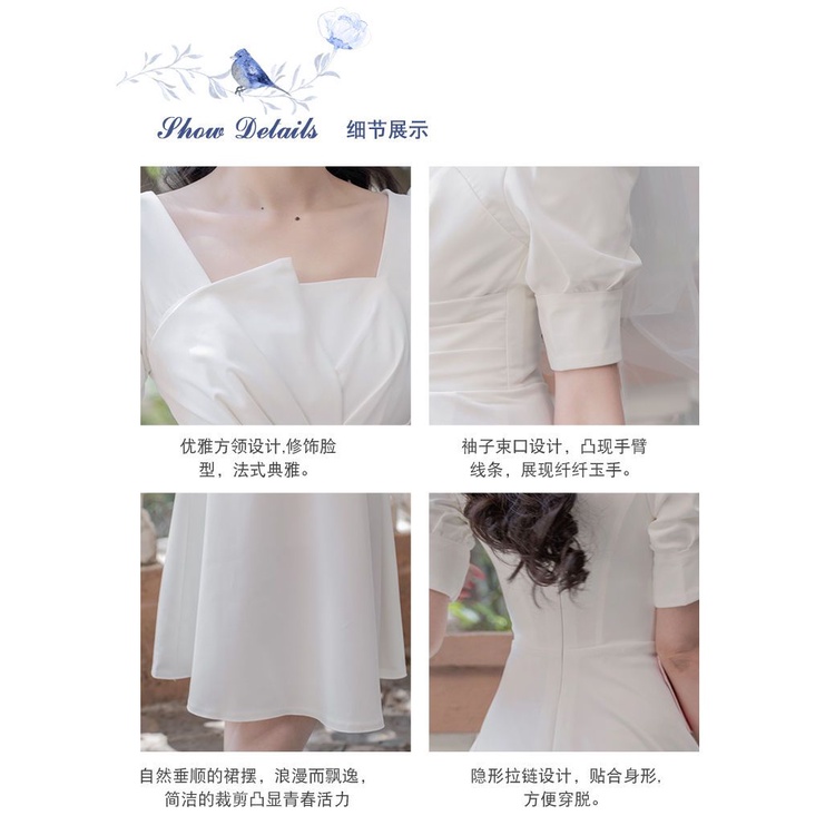 ((M &amp; E) Đầm Dự Tiệc Tối Cao Cấp Màu Trắng Nhẹ Sang Trọng Cho Nữ