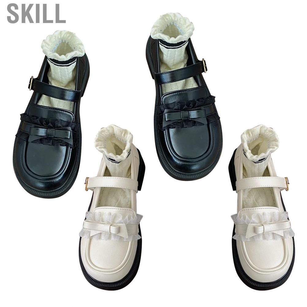 Skill Vintage Shoes  Versatile Women PU Leather Shock Absorption Round Toe for Shopping