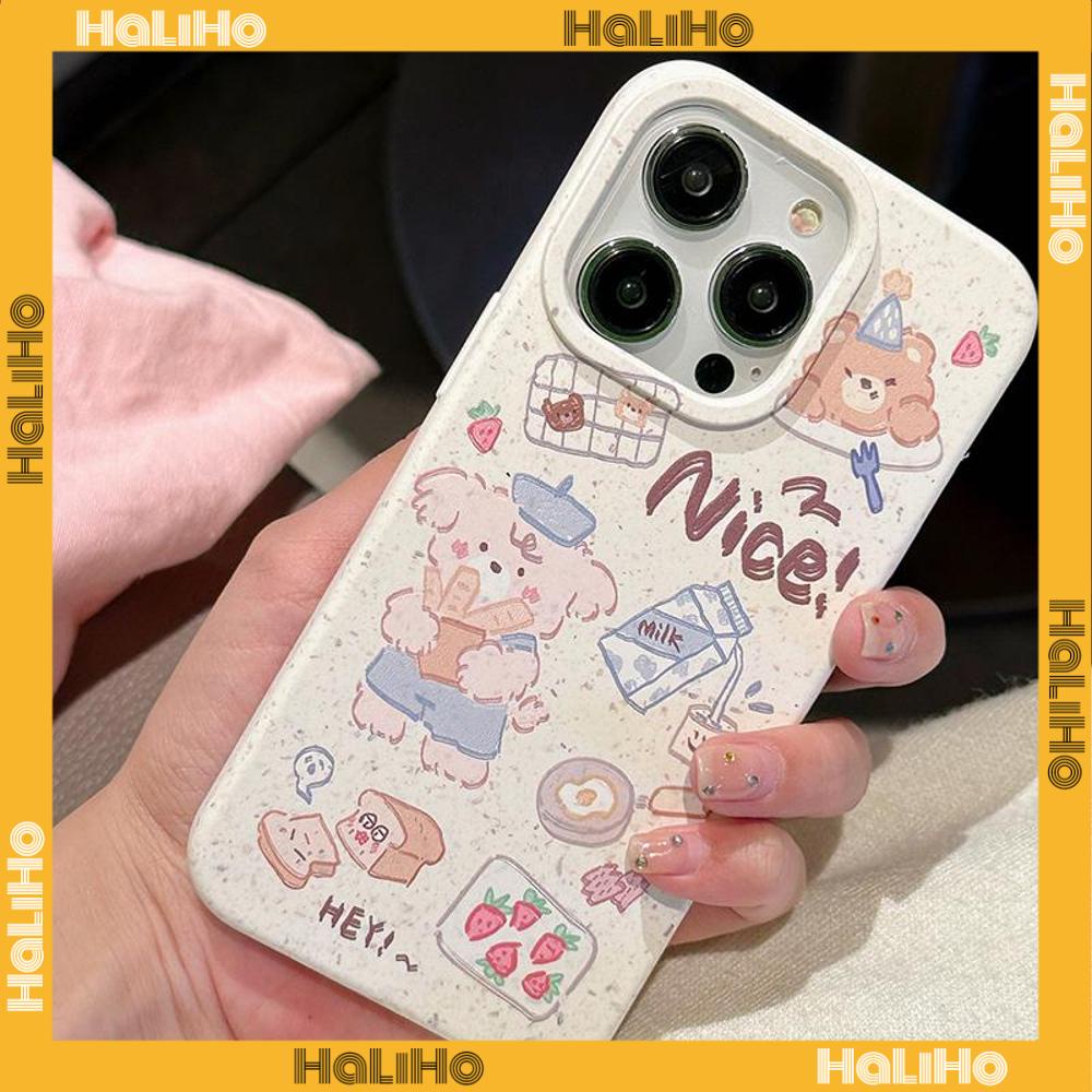 Ốp lưng iPhone 11 Ốp Lưng Có Thể Phân Hủy, Mềm Thân Thiện Với Môi Trường, Chống Sốc, Bảo Vệ Máy Ảnh Màu Trắng Dễ Thương Chú Cún Ăn Bánh Mì Vui Vẻ Tương Thích Với iPhone 14 Pro max 13 Pro max 12 Pro Max 11 XR XS 7