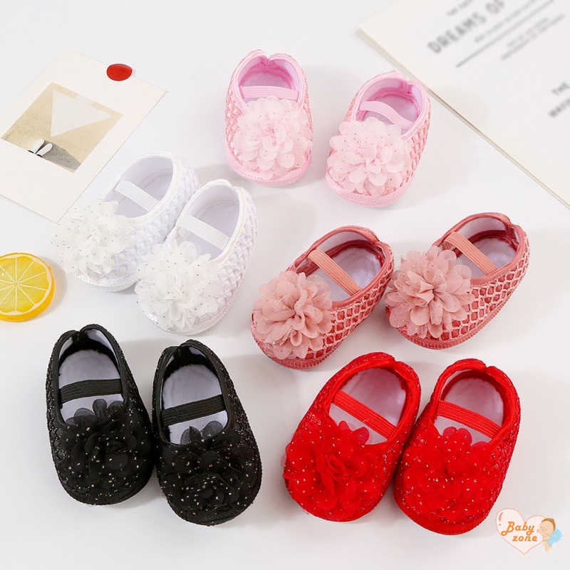 Giày Búp Bê Đính Hoa Xinh Xắn Cho Bé Gái 0-1 Tuổi