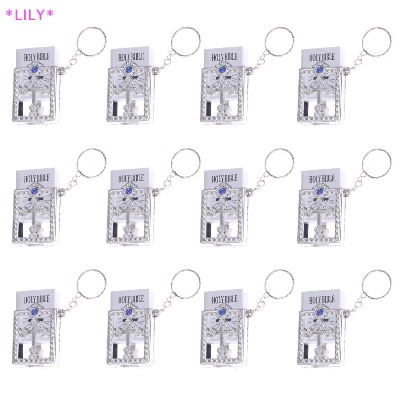 Lily Mini Thánh Kinh Thánh Keychain Tôn Giáo Christian Jesus chéo Keychain cầu nguyện Quà Tặng uuu