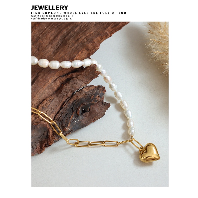 Vòng cổ Mặt Trái Tim Đính Ngọc Trai Phong Cách Baroque Âu Mỹ