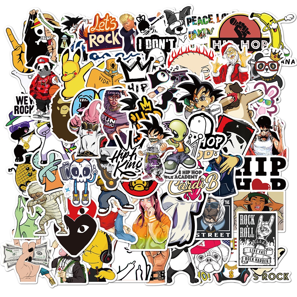 Set 300 Nhãn Dán Graffiti Đường Phố Hip hop Trang Trí Điện Thoại Laptop Notebook Quà Tặng Trẻ Em