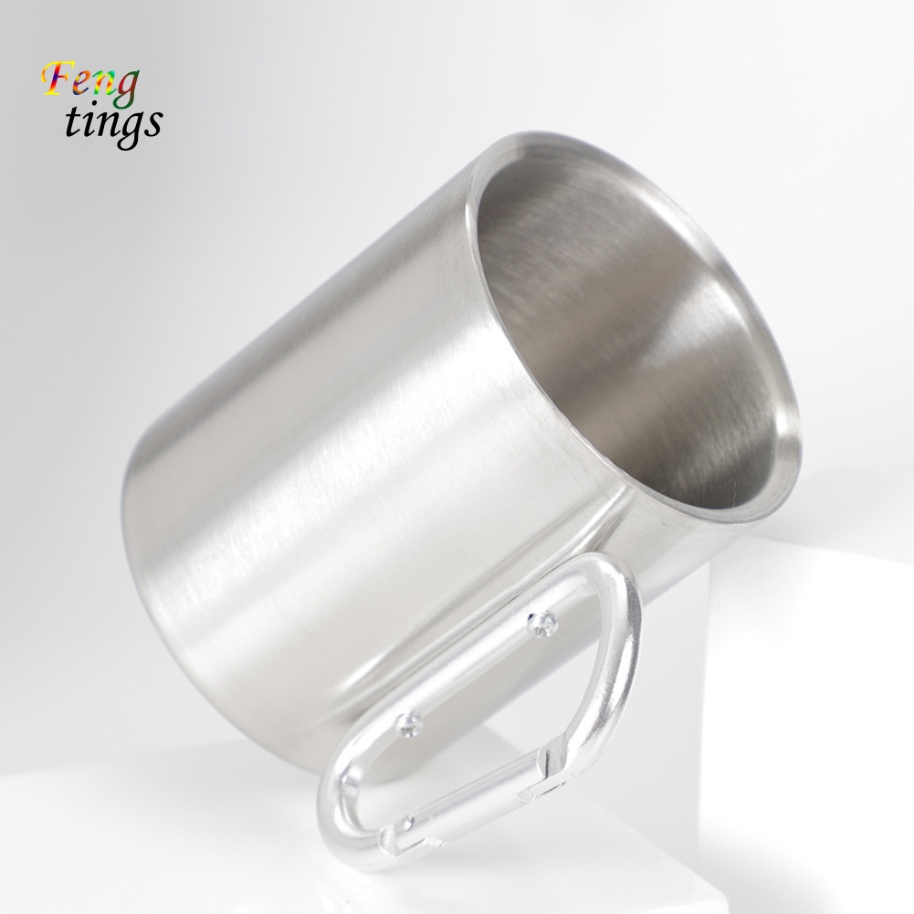 Cốc Uống Nước Cách Nhiệt Bằng Thép Không Gỉ Hai Lớp 330ml Có Tay Cầm Tiện Lợi Dành Cho Đi Du Lịch