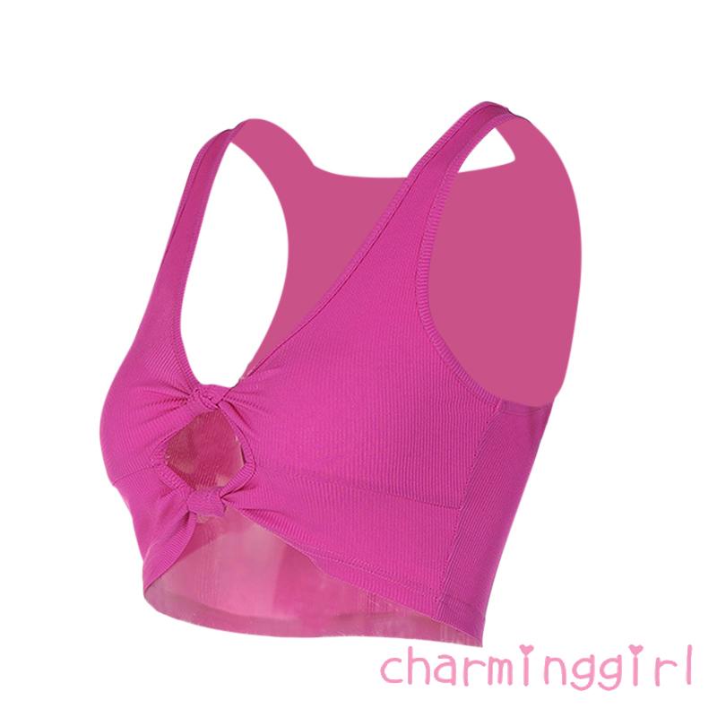 Áo Croptop Không Tay Cổ Chữ V Màu Sắc Đơn Giản Cho Nữ