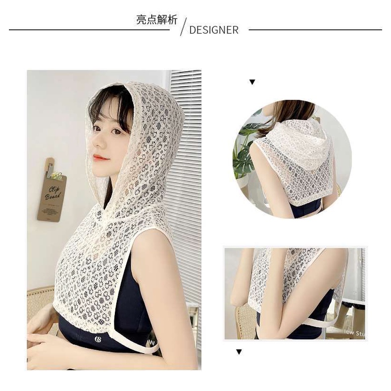 Cổ Áo Giả Mỏng Phối Ren Có Mũ Trùm Mẫu Mới 2023 Dễ Phối Đồ Thời Trang Xuân Thu Cho Nữ