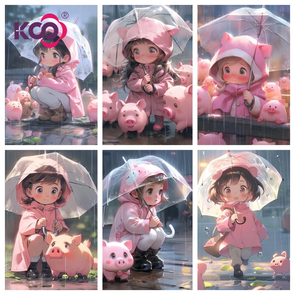Bộ Tranh Đính Đá 5D Tự Làm 30x40cm / 40x50cm / 50x60cm Hình Bé Gái