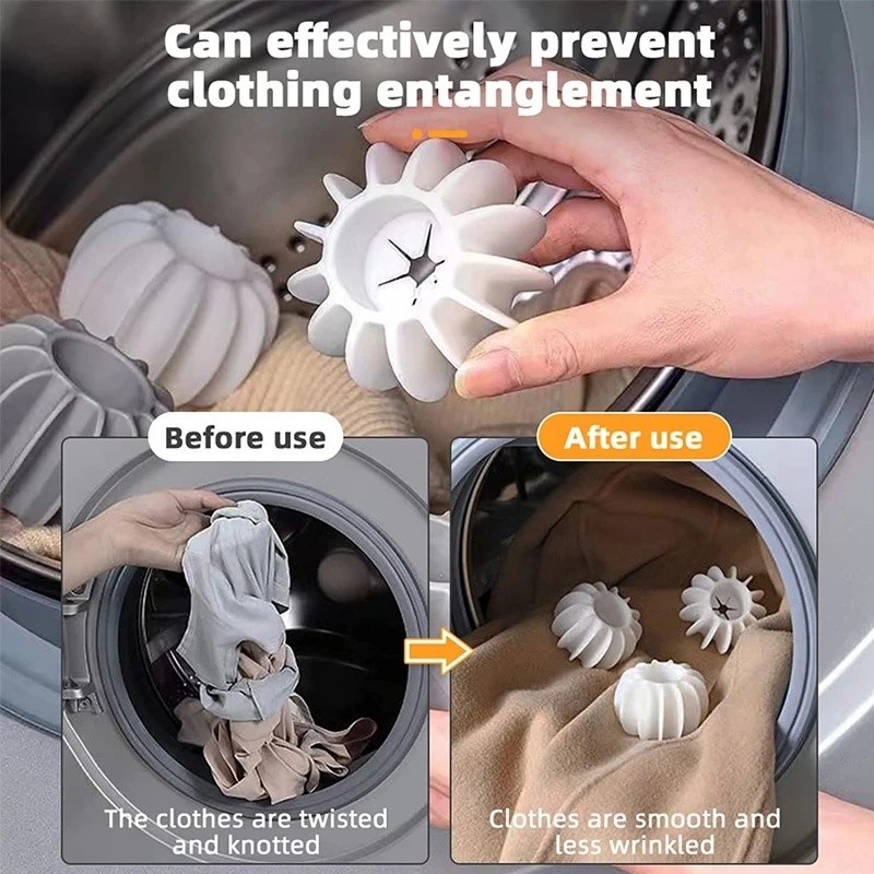 Quả bóng giặt Máy giặt Silicone Chống rối Công cụ giặt quần áo ma thuật Ngăn quần áo bị cuộn dây Bóng máy sấy Quần áo có thể tái sử dụng Quả bóng làm sạch hoa