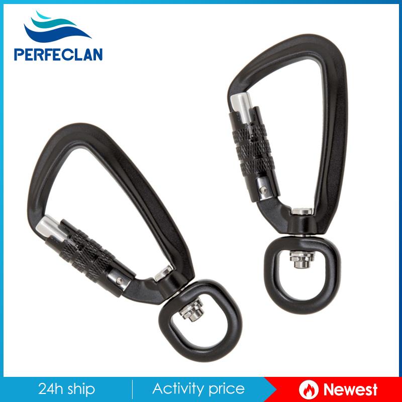 Set 2 Móc Khóa Tự Khóa Bằng Hợp Kim Nhôm Màu Đen Kèm 2 Móc Khóa Đa Ứng Dụng