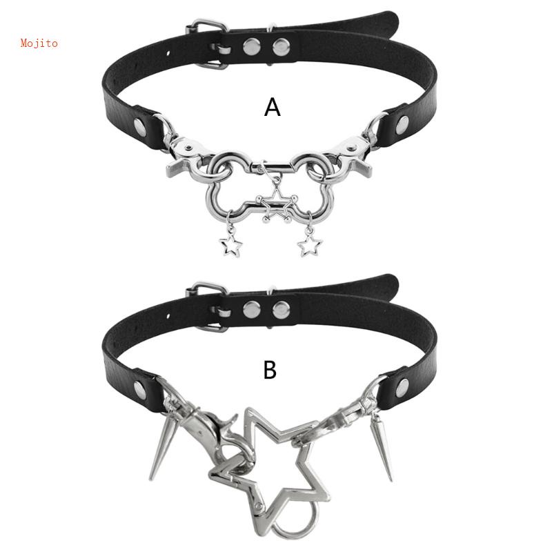 Vòng Cổ Choker Bằng Da Mặt Ngôi Sao Năm Cánh Phong Cách Punk Y2K DIY Dành Cho Nữ