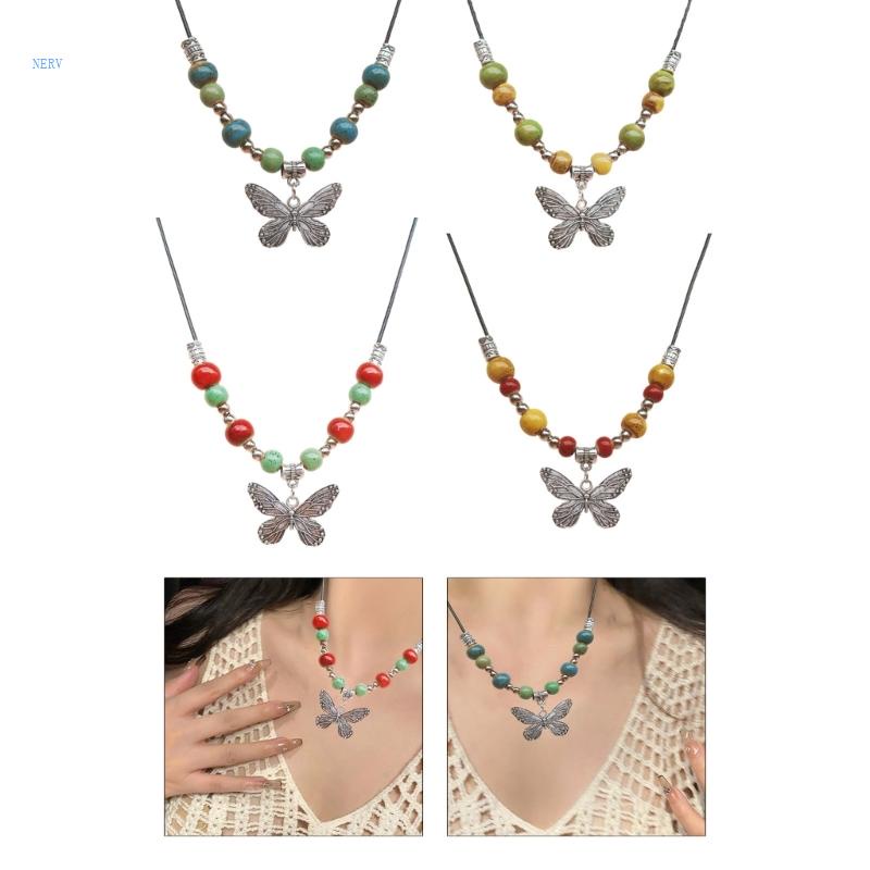 Vòng Cổ Dây Mảnh Mặt Hình Bướm Nhiều Màu Sắc Thời Trang Cho Nữ