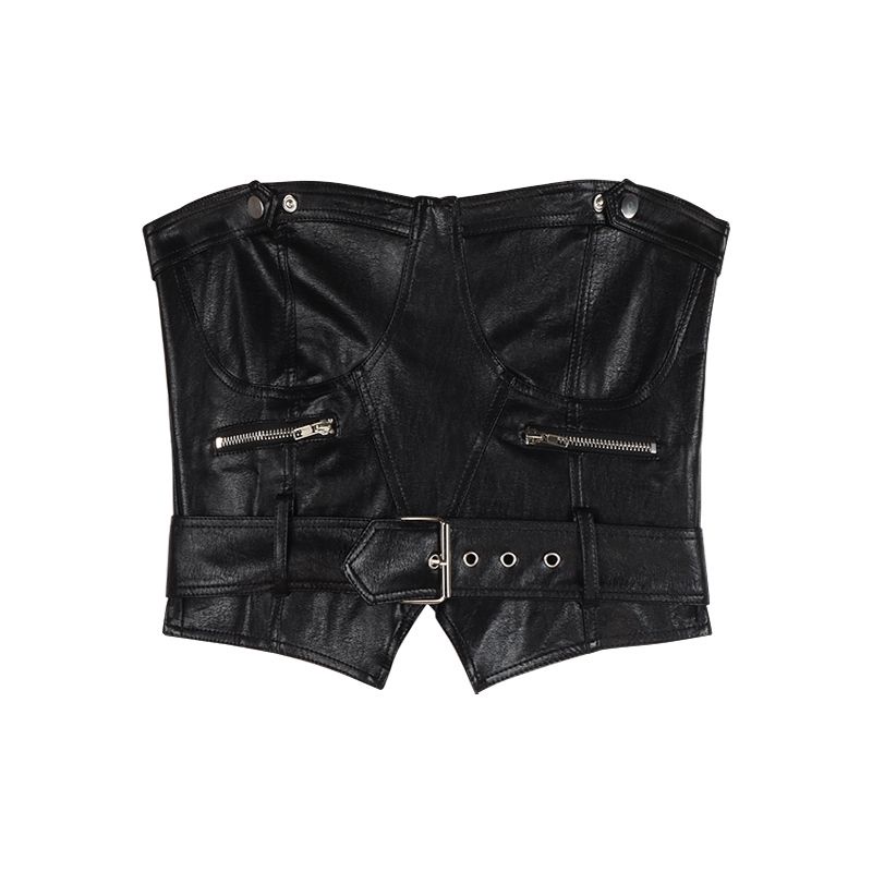 Áo Ống Ngắn Bằng Da PU Thời Trang Mùa Hè Cho Nữ 6F9I