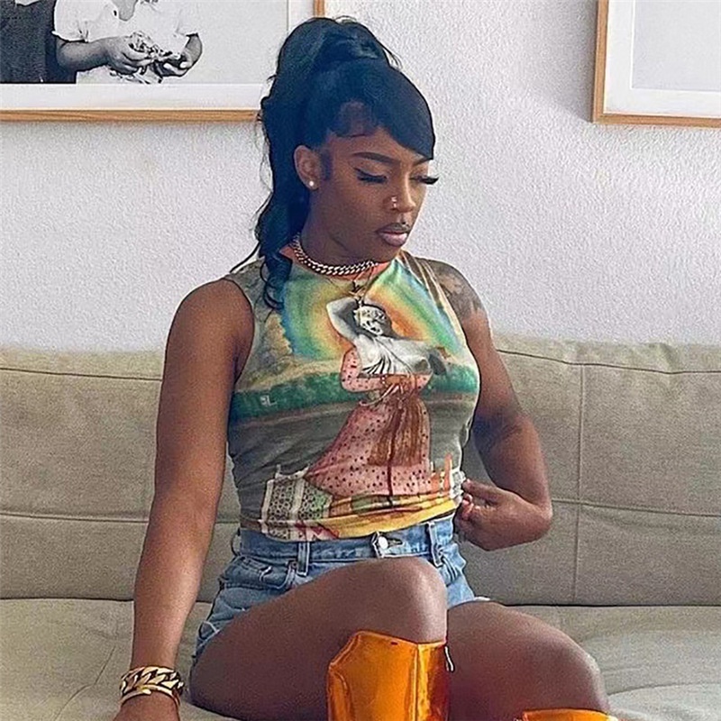 Áo Tank Top In Họa Tiết Trừu Tượng Thời Trang Mùa Hè Cho Nữ 0506