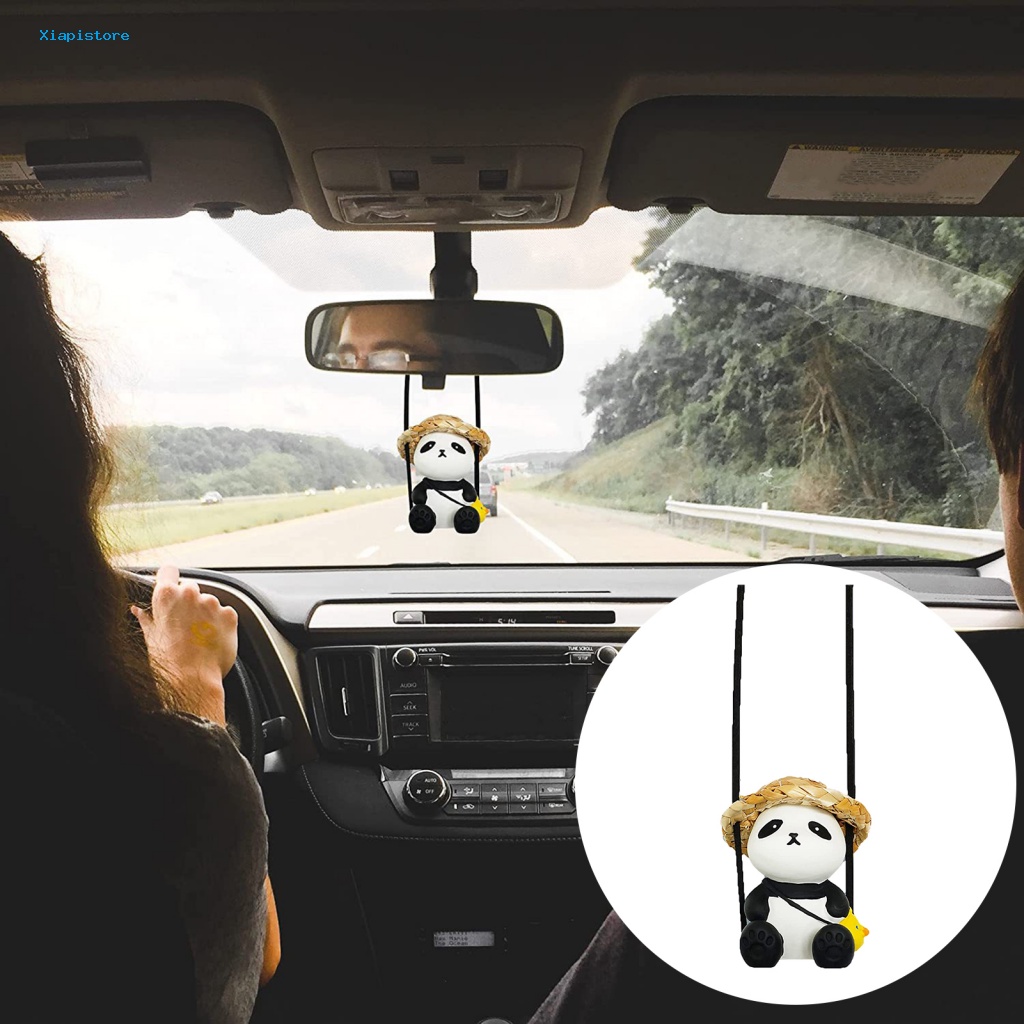 [Xiapistore] Dây Treo Kính Chiếu Hậu Xe Hơi Hình Gấu Trúc Màu Sắc Tương Phản Thật Trang Trí Nội Thất Xe Hơi