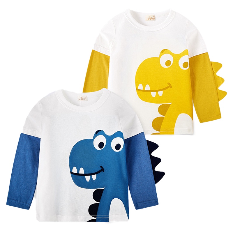 Áo Thun Tay Dài In Hình Khủng Long 3D Phong Cách Hàn Quốc Thời Trang Cho Nam Và Nữ