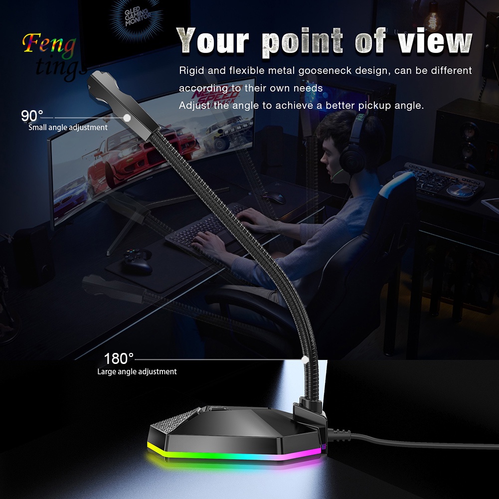 Micro Để Bàn TSP201 Có Đèn RGB Cổng USB Cho Máy Tính