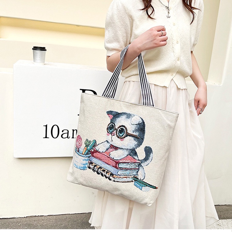 Túi Xách Canvas Cỡ Lớn In Họa Tiết Thời Trang Cho Nữ