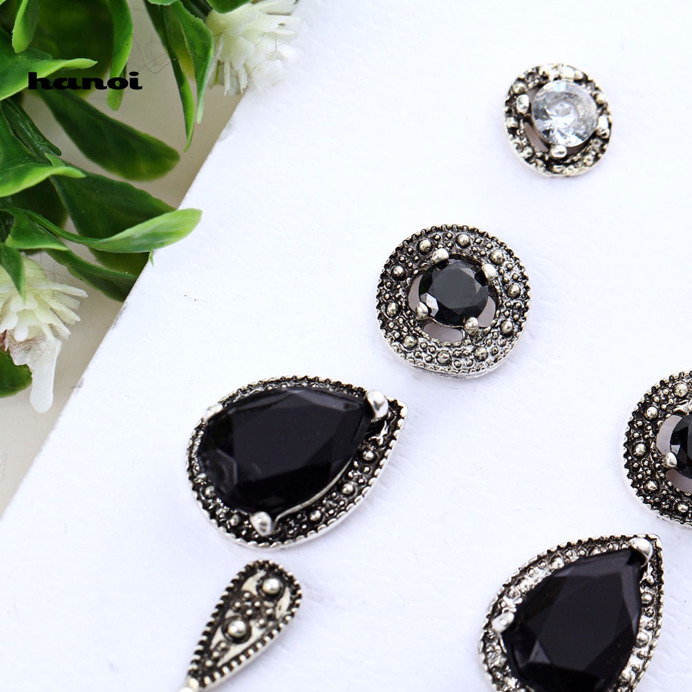 Set 4 Đôi Khuyên Tai Đính Đá Phong Cách Bohemian Thanh Lịch Dành Cho Nữ