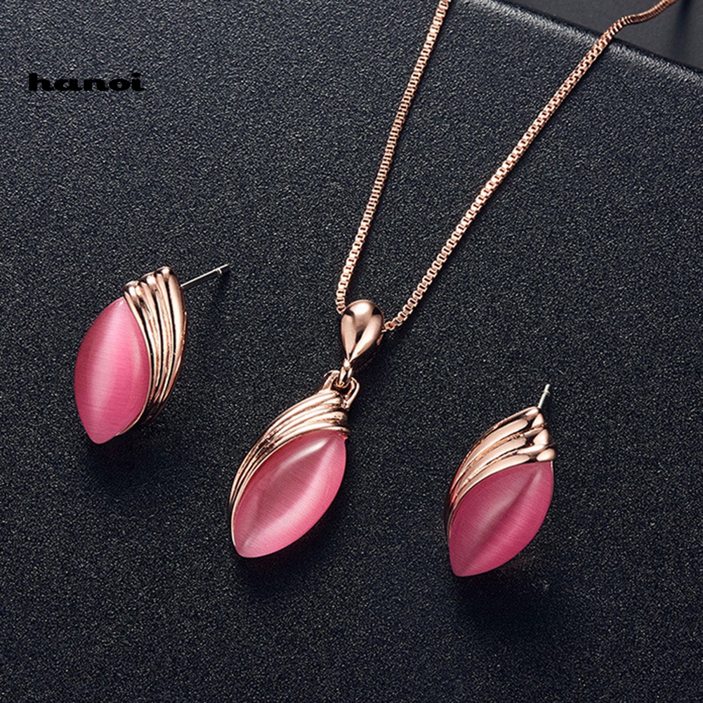 Set Vòng cổ Và Đôi Khuyên Tai Đính Đá Phong Cách Thanh Lịch Dành Cho Nữ