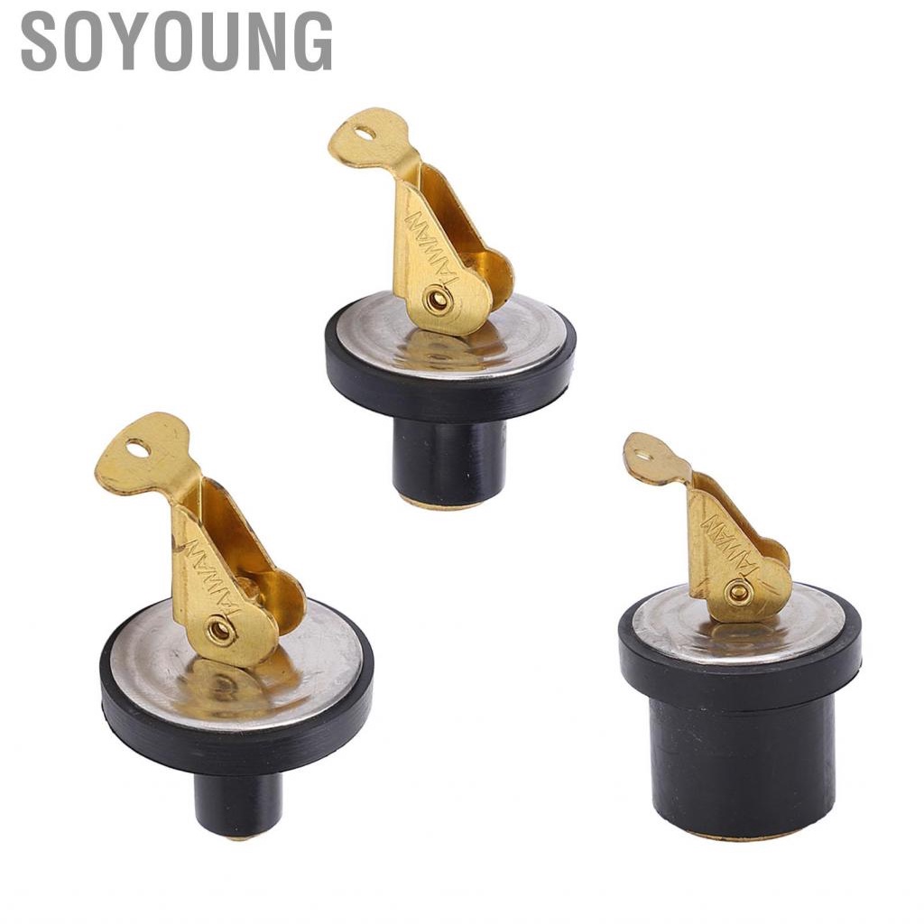 Soyoung Brass Drain Plug  No Deformation 19mm Length Compression Rubber Seal Stainless Steel for Marine Livewell Sink Baitwell