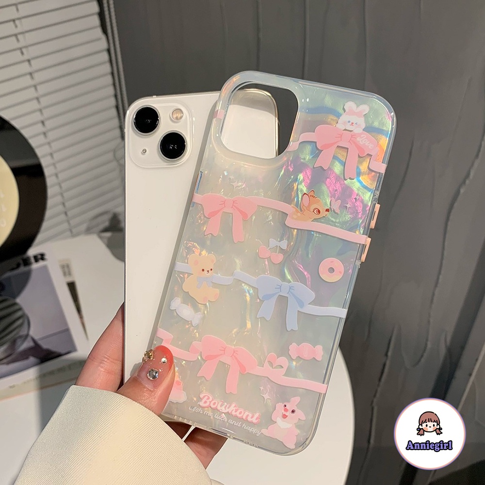 Ốp Điện Thoại PC TPU Mềm Họa Tiết Động Vật Thắt Nơ Cho IPhone 14 Pro Max 11 13 Pro Max 12 Pro Max X XS XR 7 8 Plus