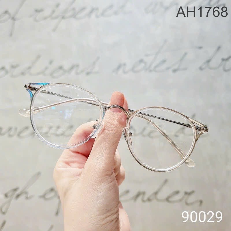 Mắt kính giả cận 90029 mắt mèo thời trang bản lề kim loại gọng unisex nam nữ SH1768