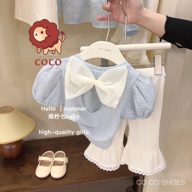 Bộ Áo Thun Ngắn Tay + Quần Short Thời Trang Mùa Hè Hàn Quốc Cho Bé Gái