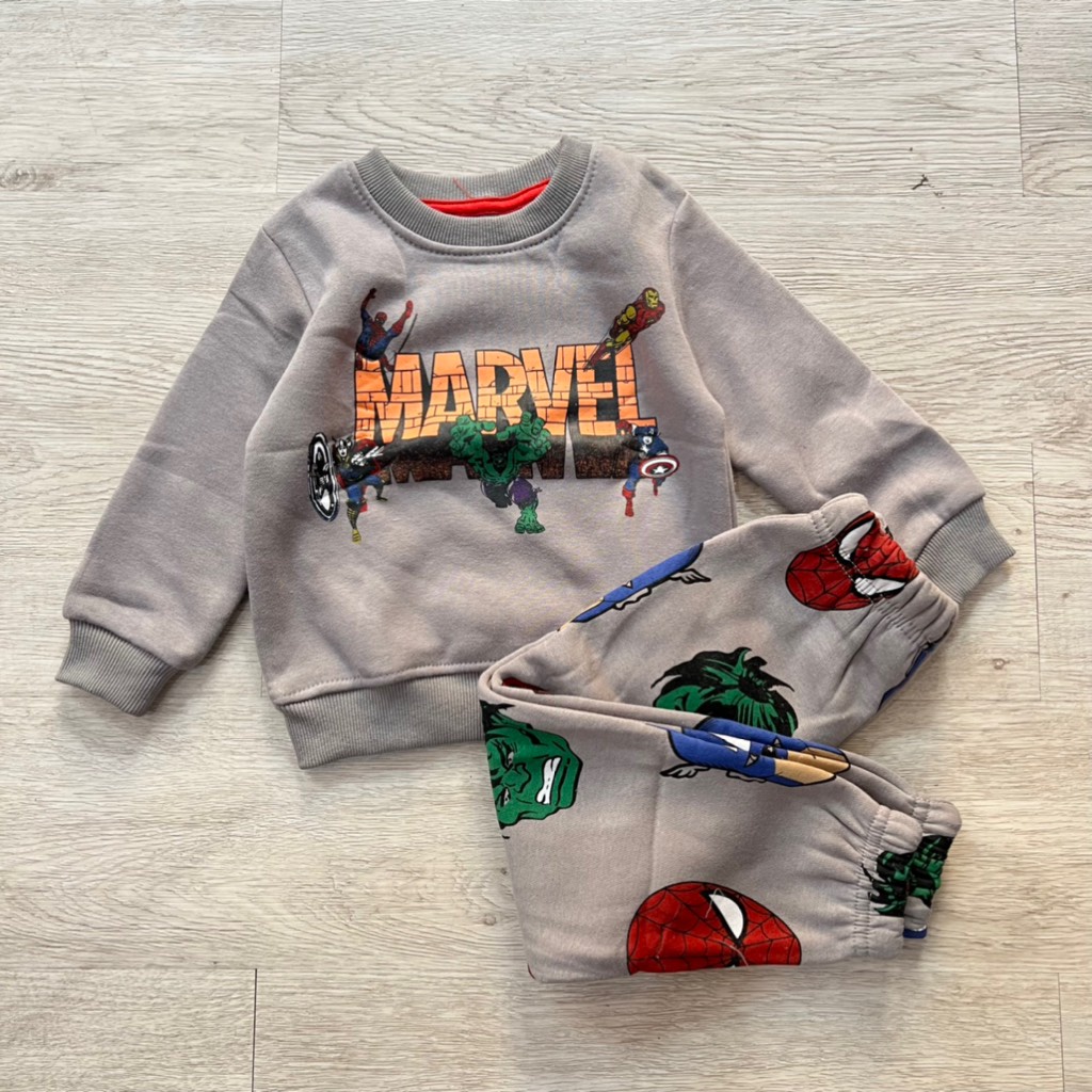 Bộ nỉ bông Marvel xám cho bé trai  10-24kg