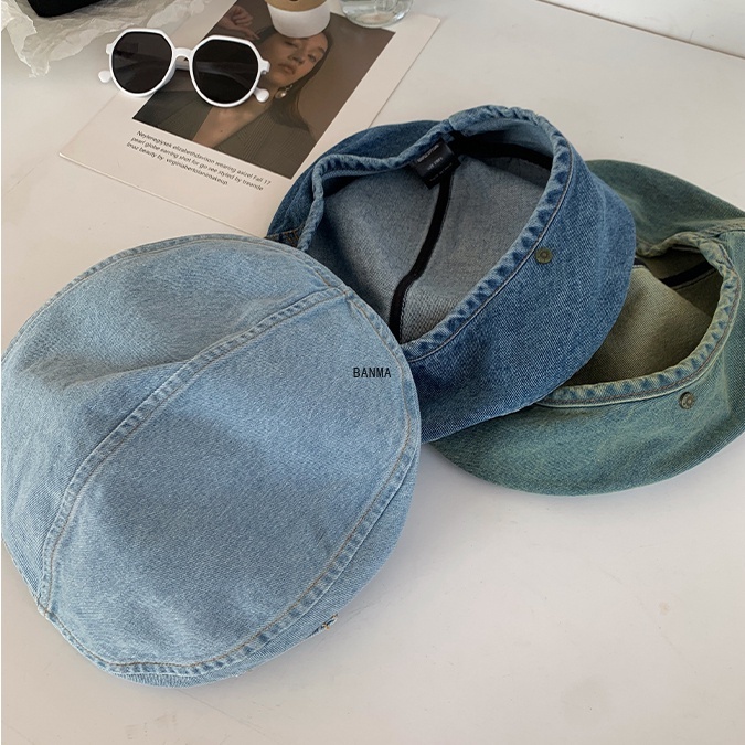 Mũ Beret Denim Phong Cách Thời Trang Vintage Nhật Bản