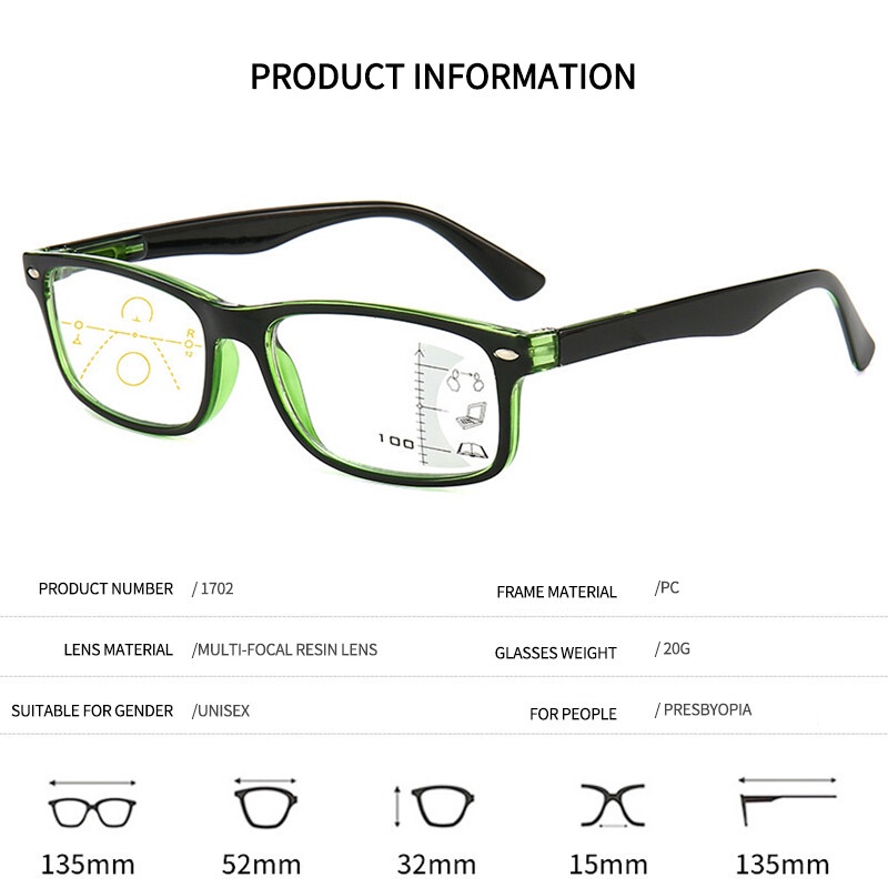 Kính Đọc Sách Chống Ánh Sáng Xanh Từ PTQ Thông Minh Độ Nét Cao Dành Cho Nam Và Nữ