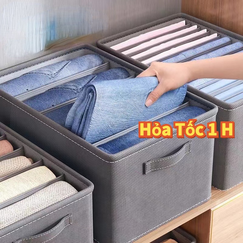 Hộp Đựng Quần Áo,  Chia Ngăn Túi đựng quần áo Hộp Vải Đựng Đồ Lót, Tất Vớ Có Nắp Gấp Gọn Tiện Lợi Hàng