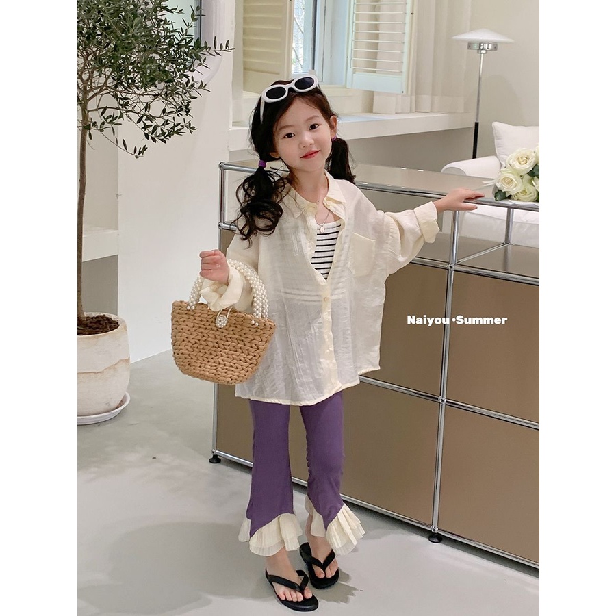 Quần Cotton Ống Loe Thời Trang Mùa Hè Hàn Quốc Dành Cho Bé Gái