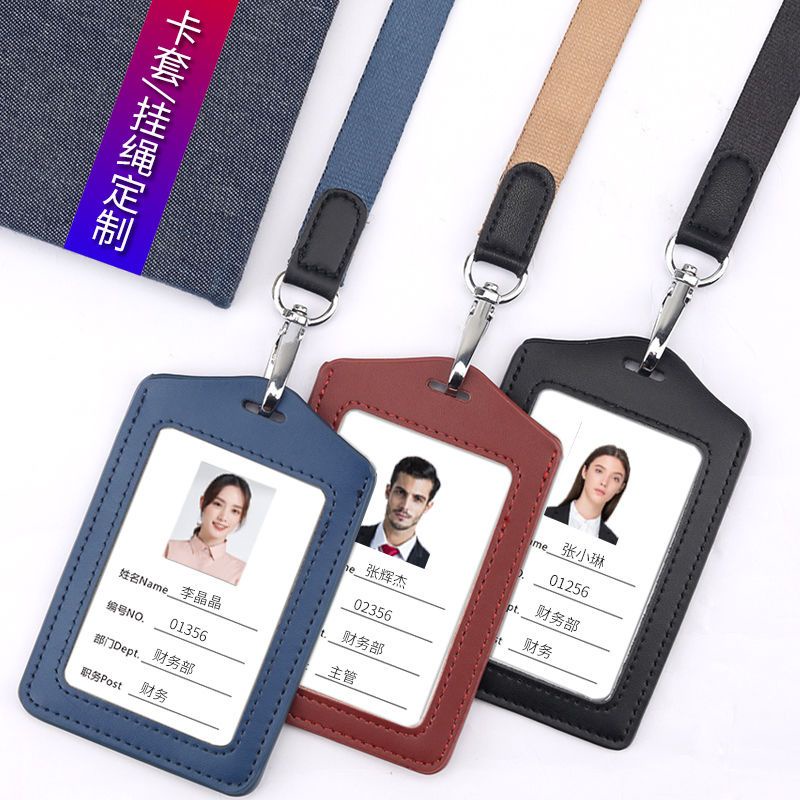 Dây Đeo Thẻ ID Bằng Da Thật Có Thể Quấn Kèm Dây Đeo Phù Hợp Cho Employee Work.