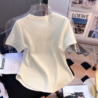 Thư nữ t-shirt chain irregular solid color t-shirt