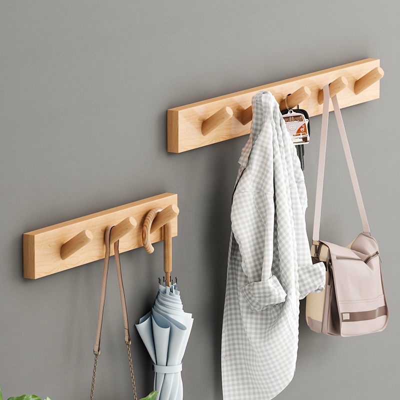 Móc Gỗ Treo Đồ Gắn Tường Không Đục Lỗ Đa Ứng Dụng Cho Nhà Ở