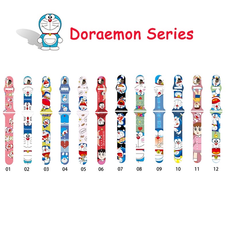 Dây Đeo Đồng Hồ In Hình Doraemon Dễ Thương Cho Ultra 49mm S8 7 SE 6 5 4 3 2 1