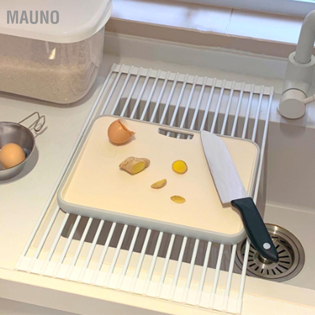 Mauno Cuộn Lên Món Ăn Giá Phơi Thép Không Gỉ Silicone Có Thể Gập Lại Đa Năng Trên Bồn Rửa Thoát Nước Đỡ Cho Quầy Bếp