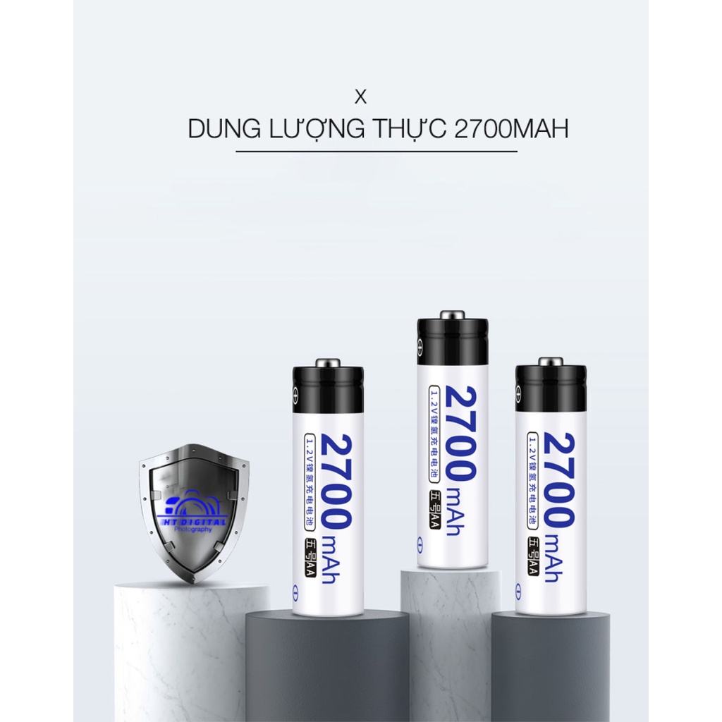 Pin sạc AA bộ pin 4 sạc AA 3200mah 3000mah 2700mah 1200mah Doublepow - pin tiểu sạc AA, Pin Sạc Micro Không Dây - Pin Đồ
