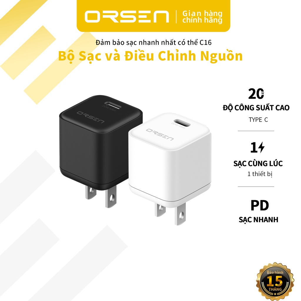 Cốc Sạc Nhanh Orsen C16 PD 20W USB TYPE C 100% Chính Hãng Cho Tất Cả Các Dòng Điện Thoại Android