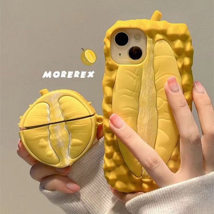 Ốp Điện Thoại Silicon Mềm Chống Rơi Hình Quả Sầu Riêng Màu Vàng Cho iPhone 14 Pro 14 Pro 13 13Pro 12 12Pro 11 11ProMax