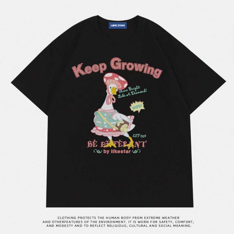 Áo Thun Cotton Ngắn Tay Dáng Rộng In Hình Vịt Phong Cách Hàn Quốc Thời Trang Mới 2023 240G Cho Nam Và Nữ