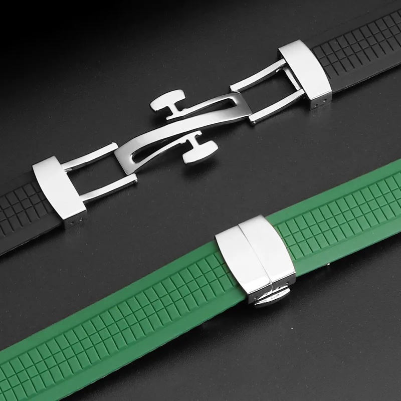 Dây Đeo Đồng Hồ Bằng Cao Su Silicone Đầu Cong 21mm Cho Patek Philippe 5164A 5167A 5168A